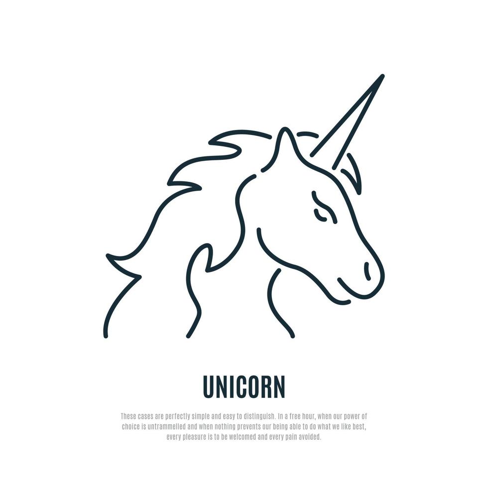 icono de línea de unicornio. símbolo animal mágico. estilo del trazador de líneas. vector