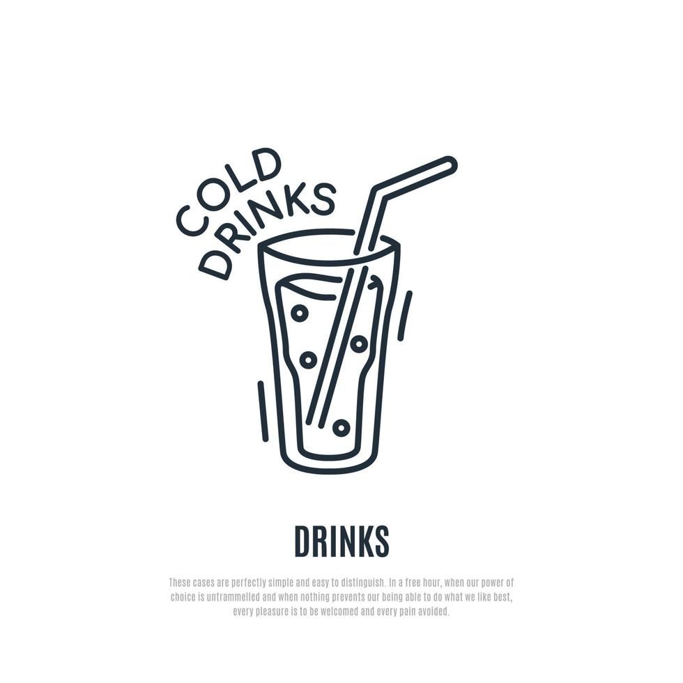 Cold drinks line icon. Cocktail symbol. Liner style. vector