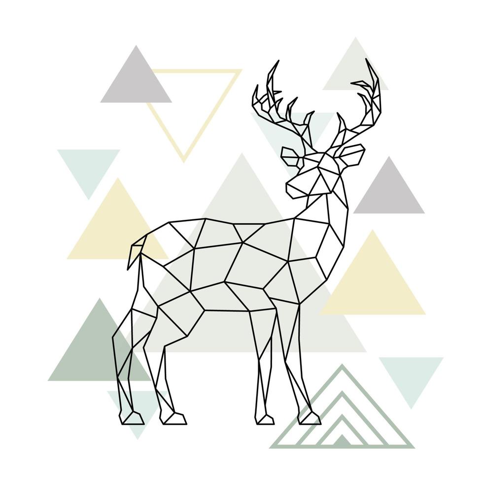 Abstract scandinavian geometric deer. Polygonal reindeer. vector