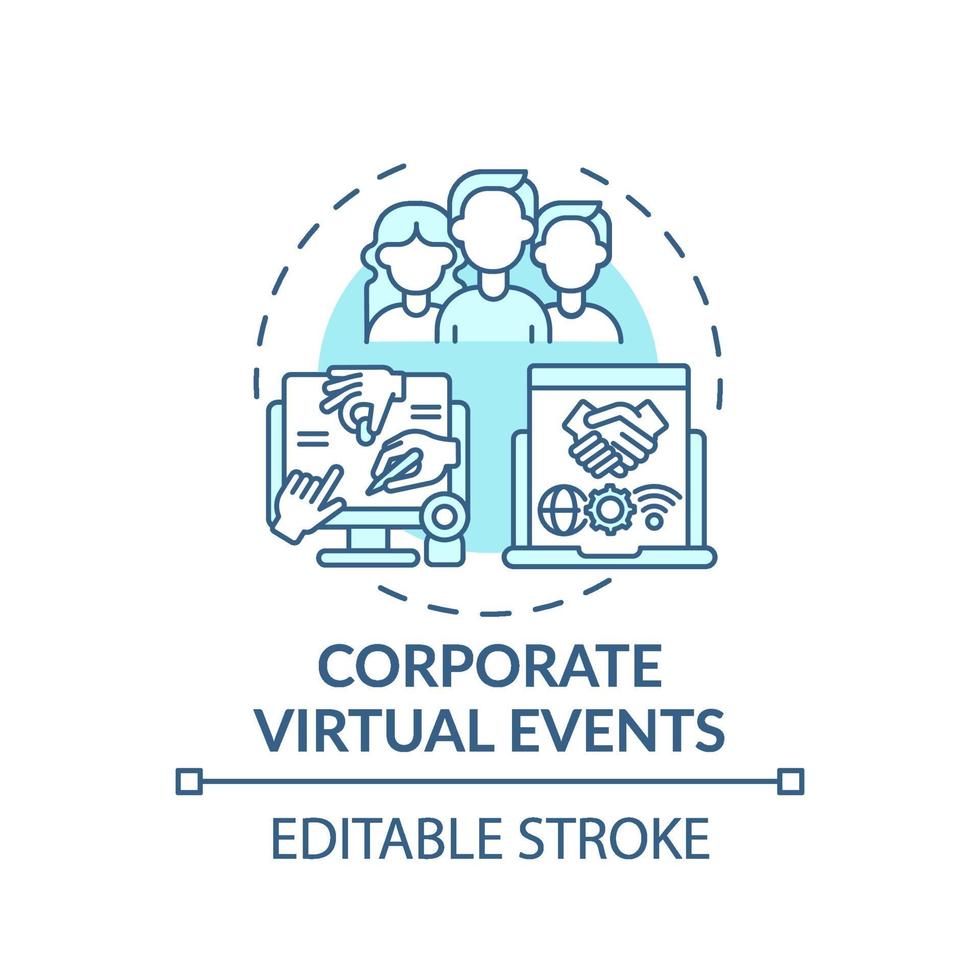 icono de concepto de eventos virtuales corporativos vector