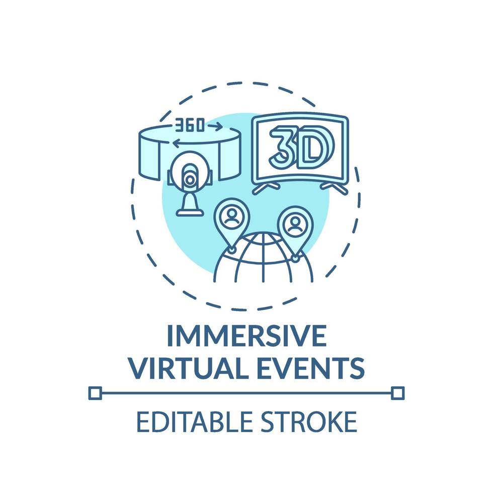 Ícono de concepto de eventos virtuales inmersivos vector