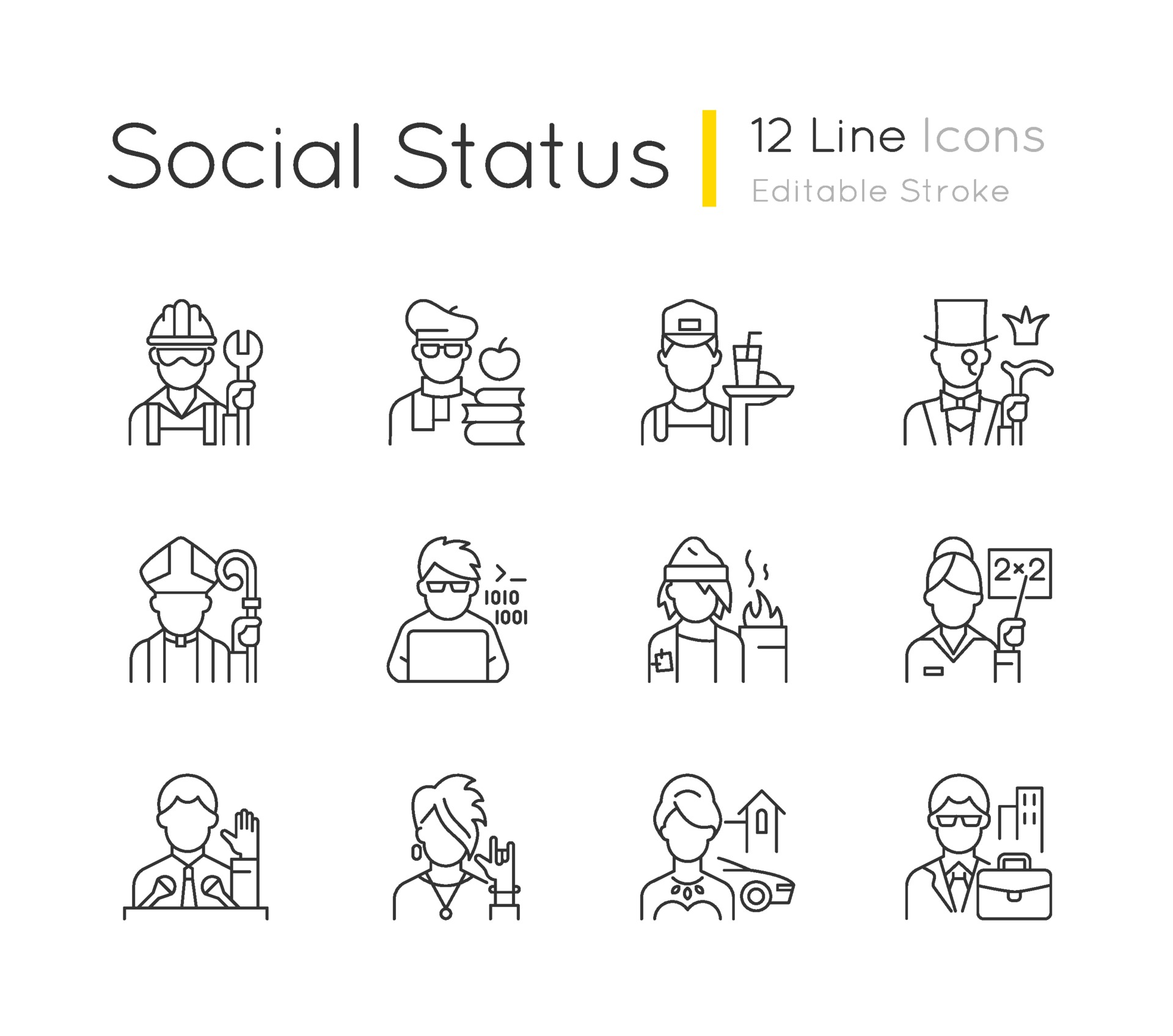 Social status linear icons set 2227513 Vector Art at Vecteezy