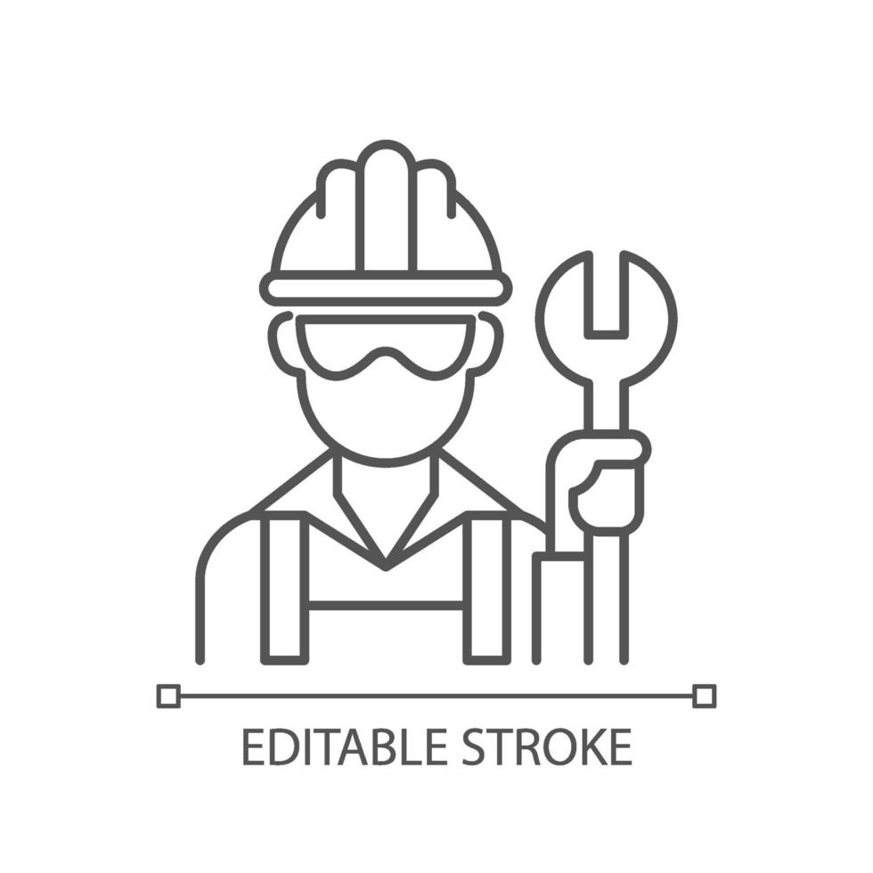 Blue collar worker linear icon vector