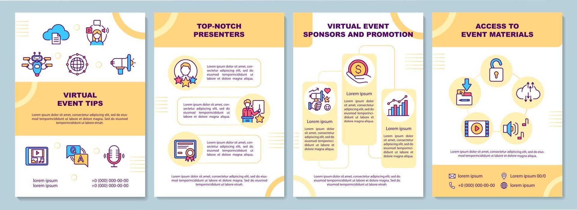 Plantilla de folleto de consejos de eventos virtuales vector