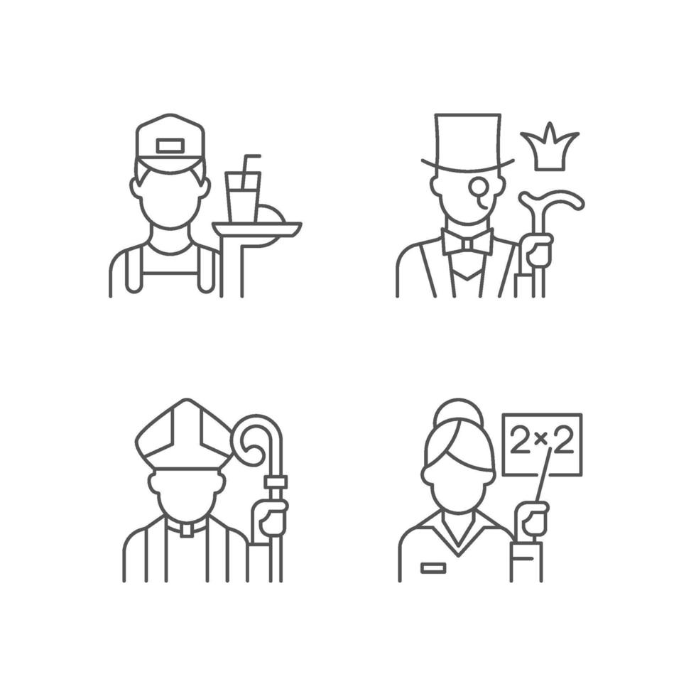 Social class type linear icons set vector