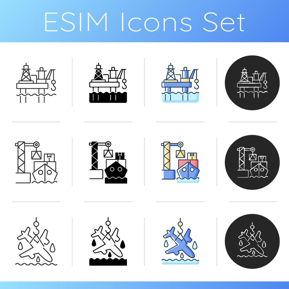 Marine industry sector icons set vector