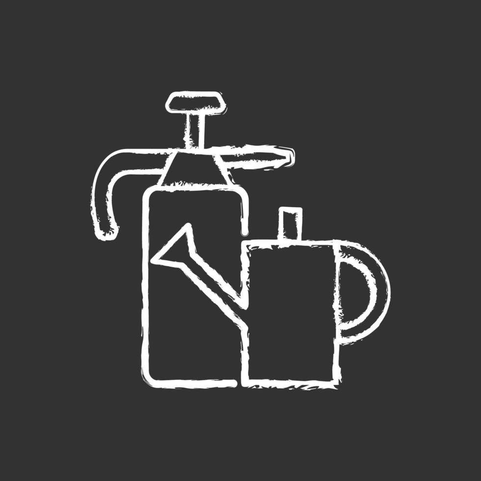 Watering can and hand sprayer chalk white icon on black background vector