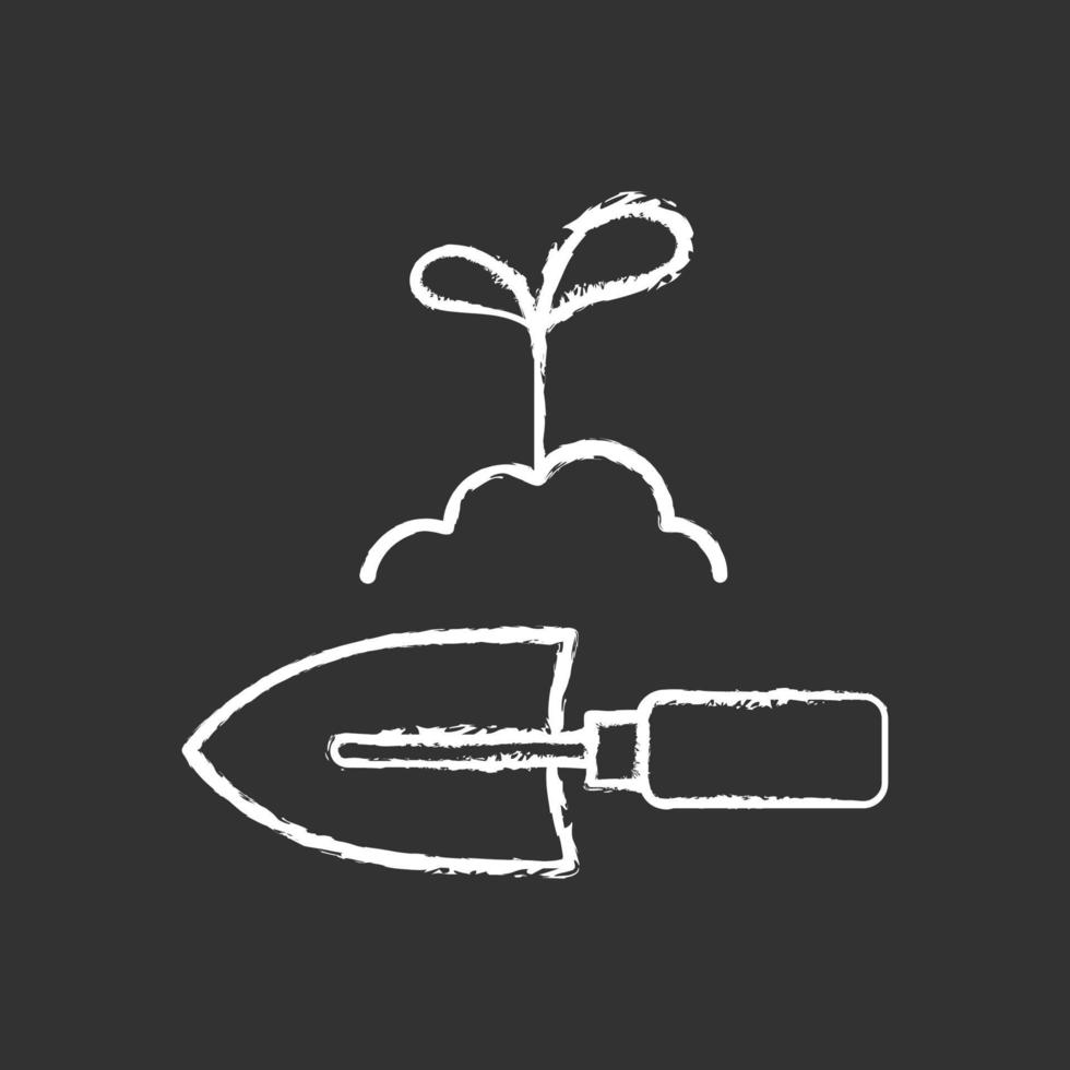 Hand trowel chalk white icon on black background vector