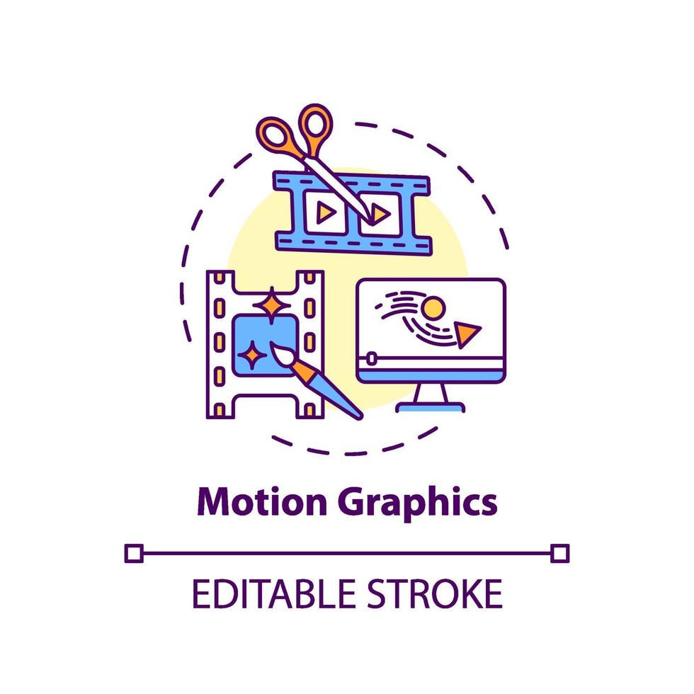 icono de concepto de gráficos en movimiento vector