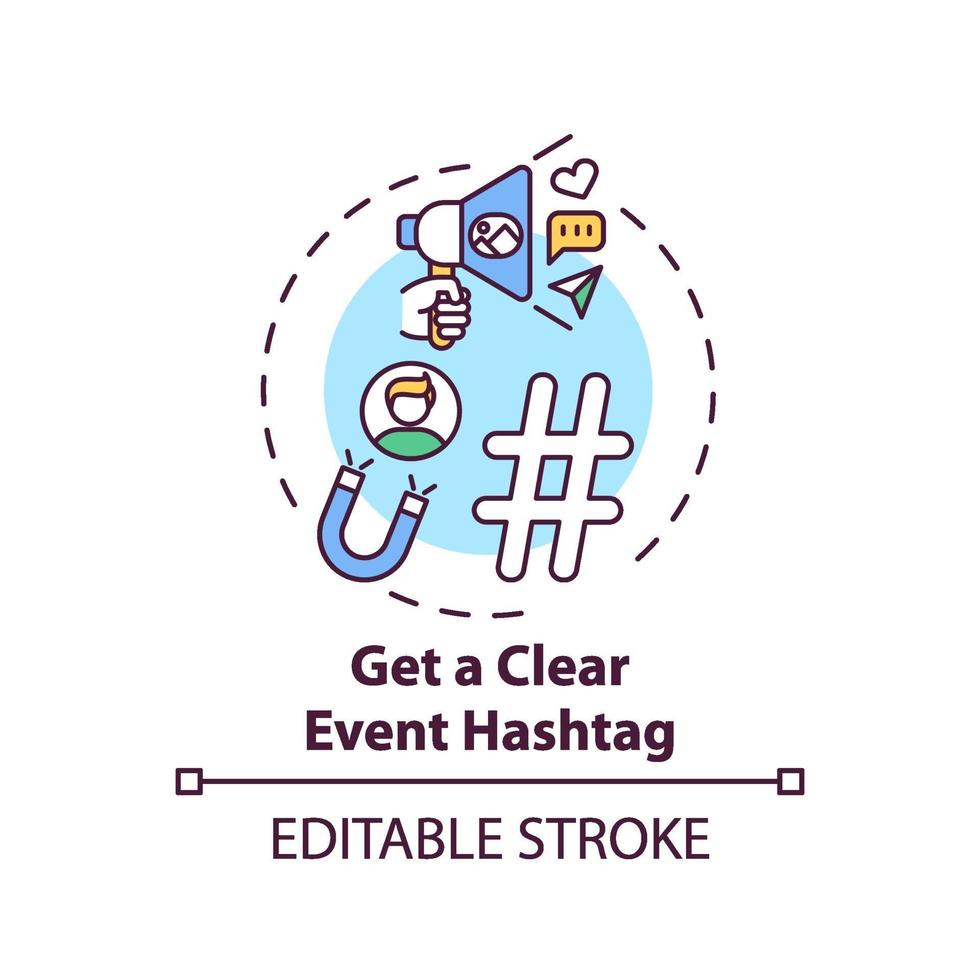 Obtener un icono de concepto de hashtag de evento claro vector