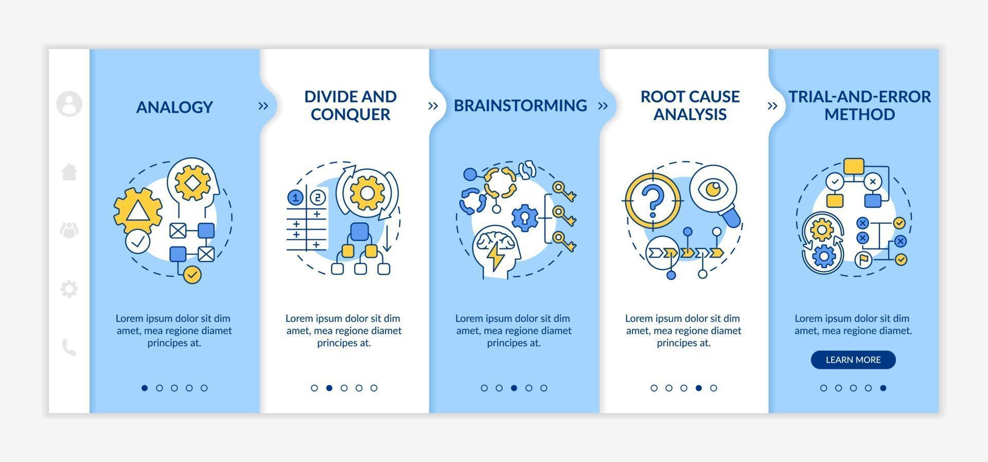 Problem solving tactics onboarding vector template