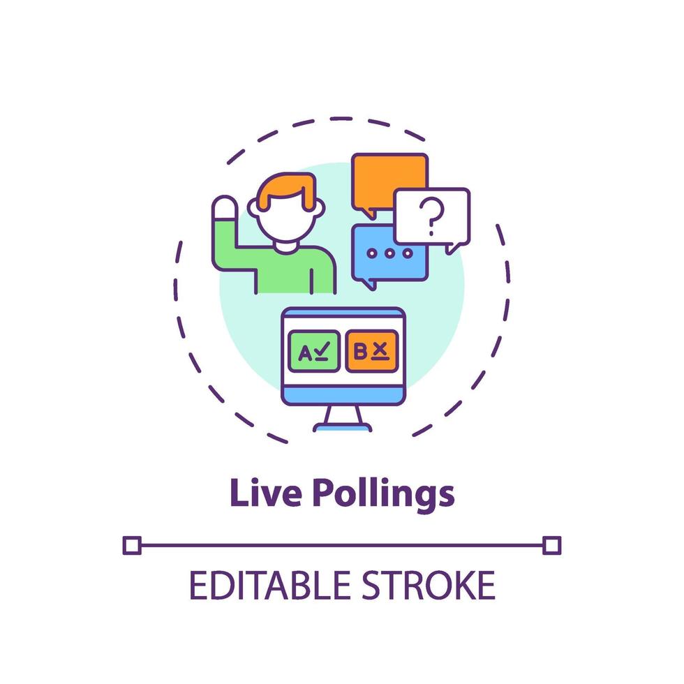 icono de concepto de encuestas en vivo vector