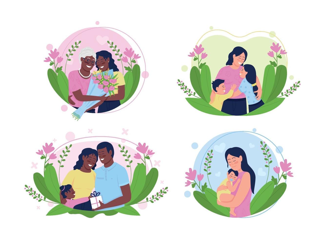 Mujeres felices en la ilustración de vector de concepto plano de día de la madre