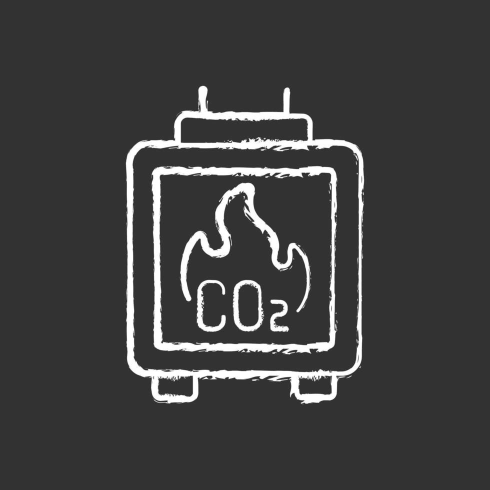 Residential wood burning chalk white icon on black background vector