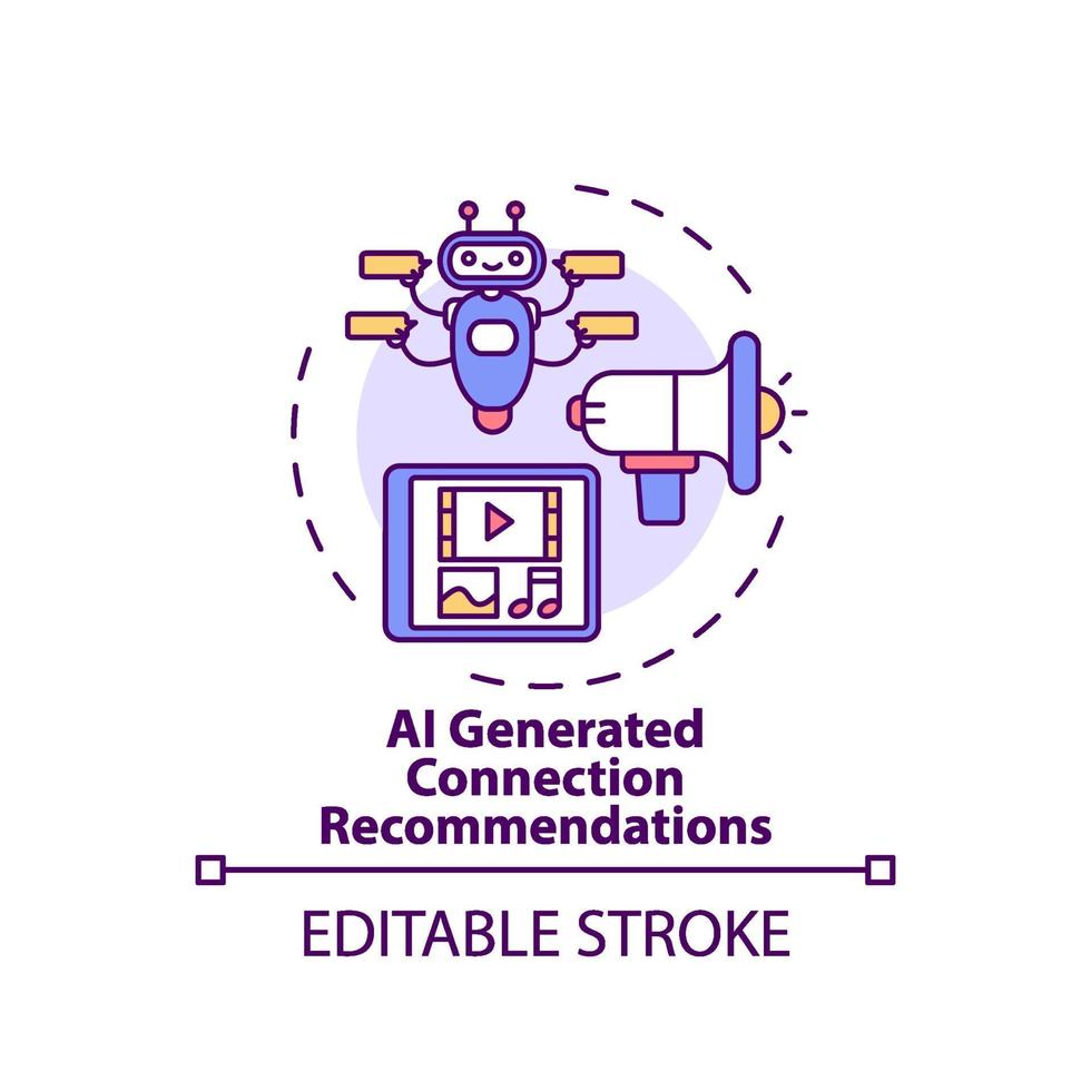 AI generated connection recommendations concept icon vector