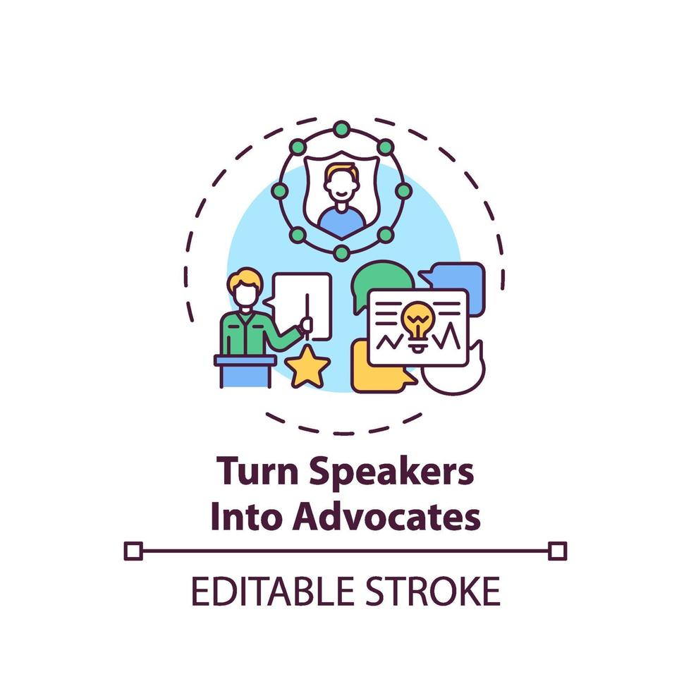 Turning speakers into advocates concept icon vector