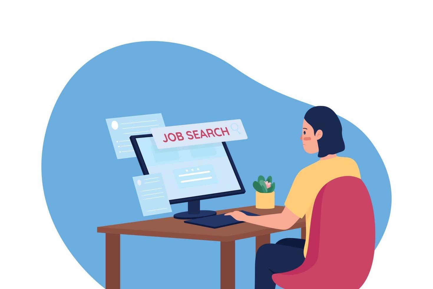 Online job hunting flat concept vector illustration
