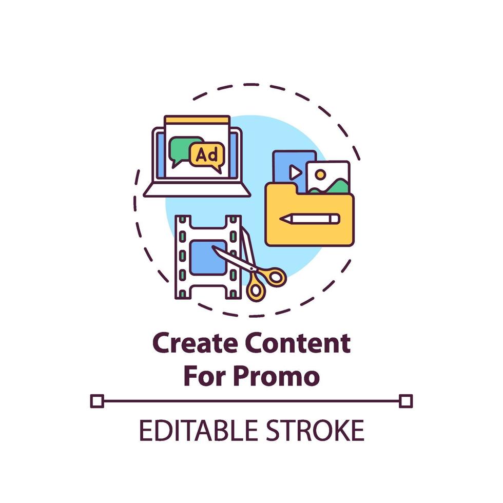 Creating content for promo concept icon vector