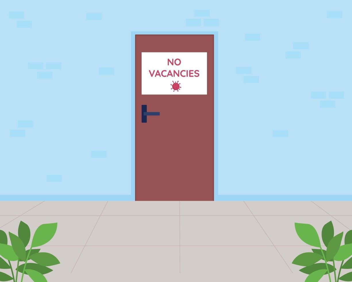 No vacancies sign flat color vector illustration