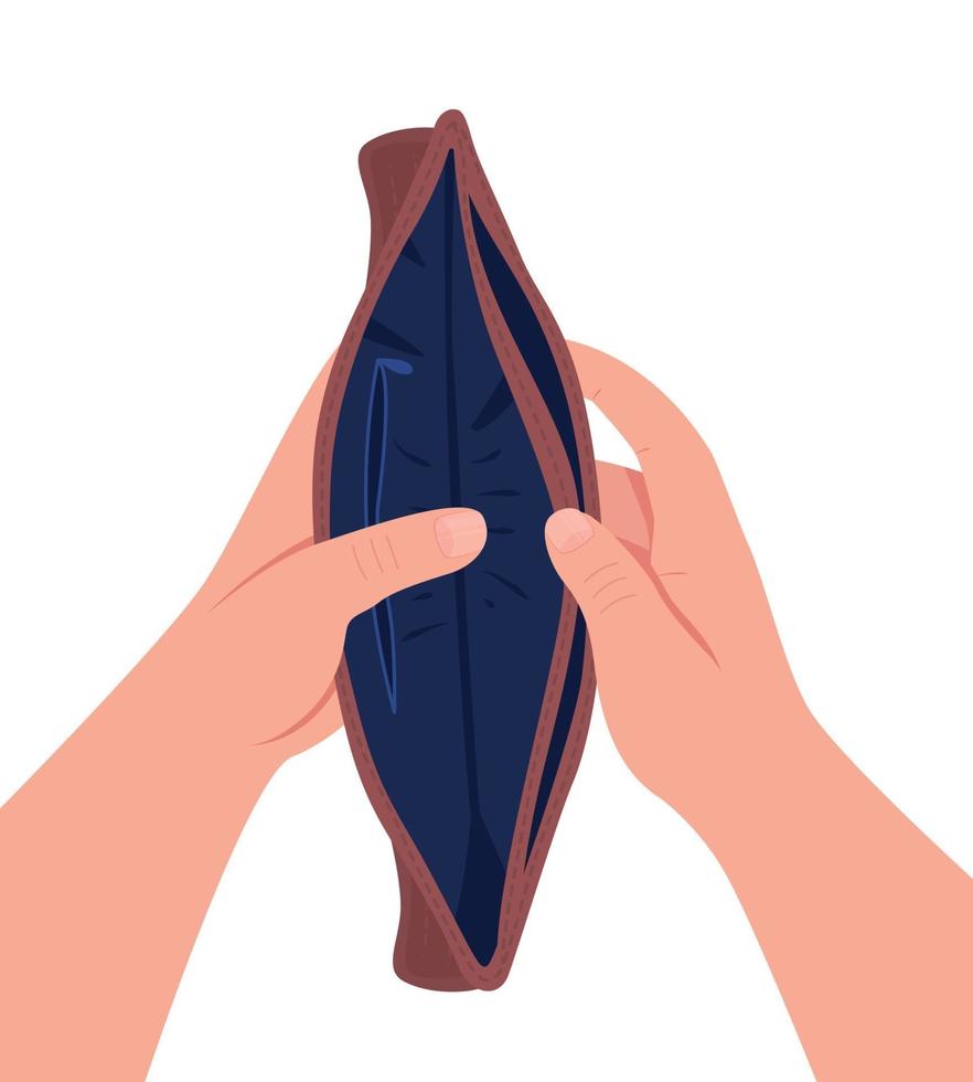 Wallet with no money flat concept vector illustration