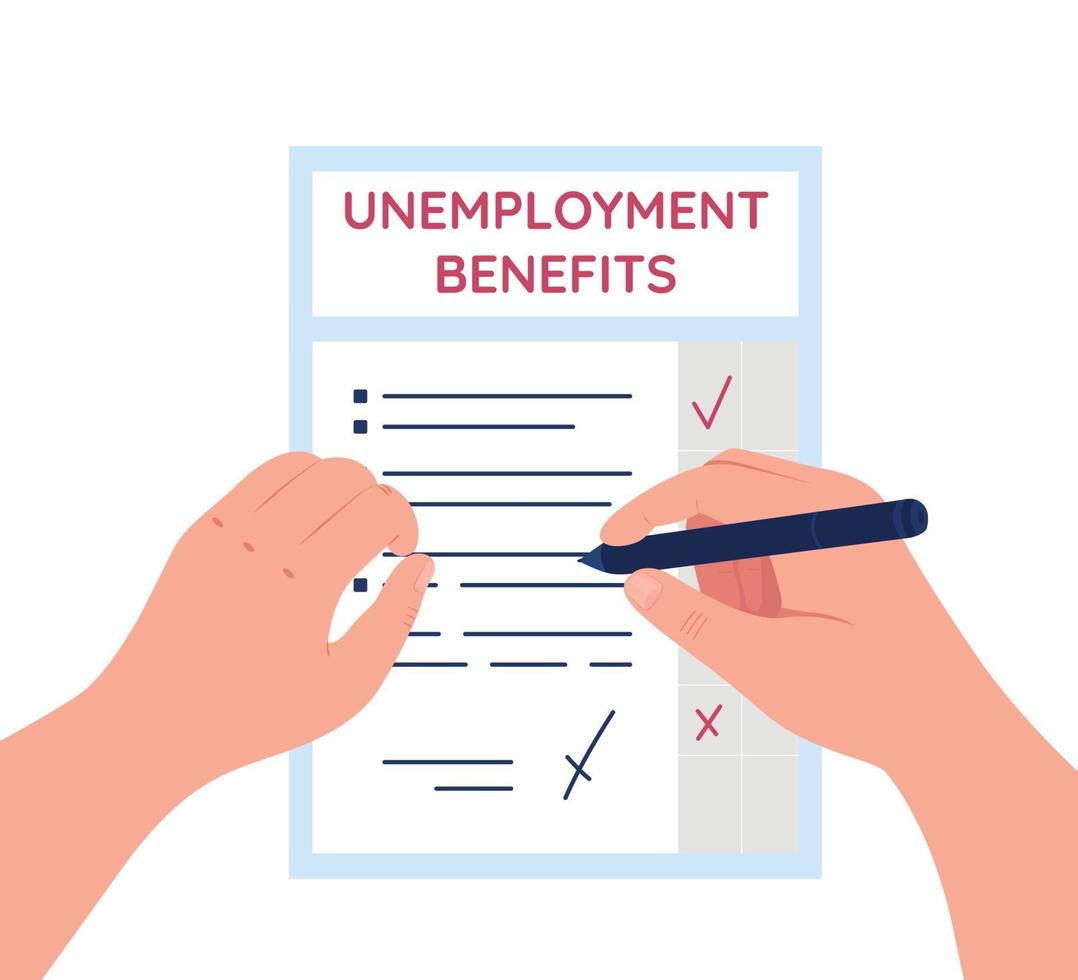 Unemployment benefits document flat concept vector illustration