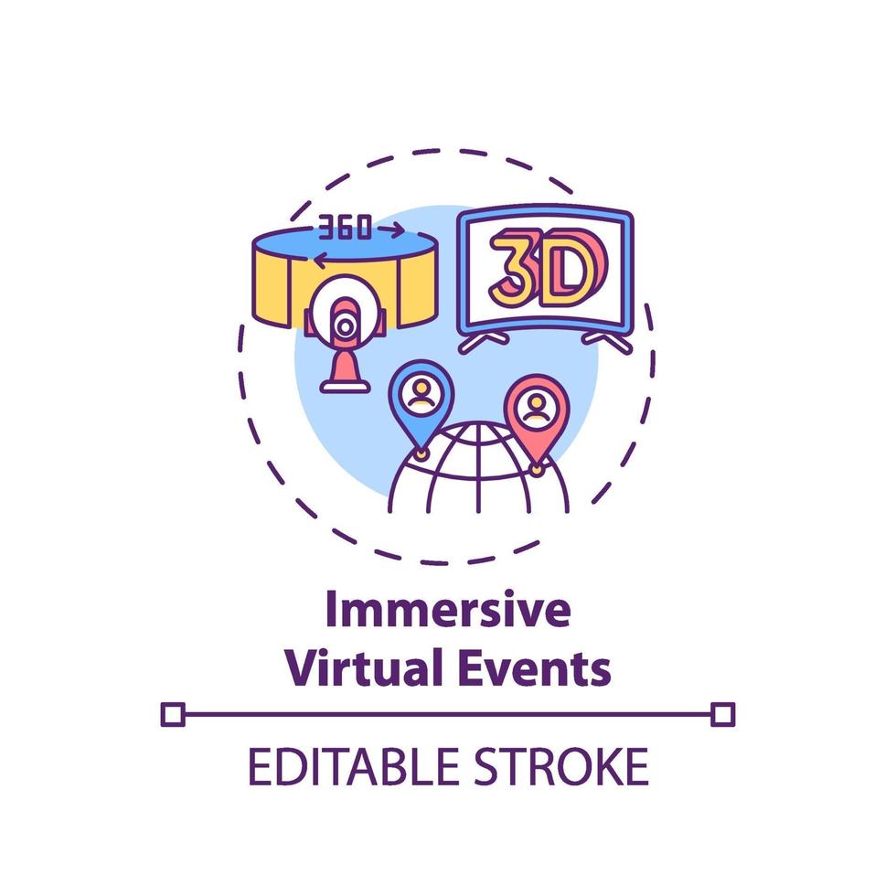 Ícono de concepto de eventos virtuales inmersivos vector