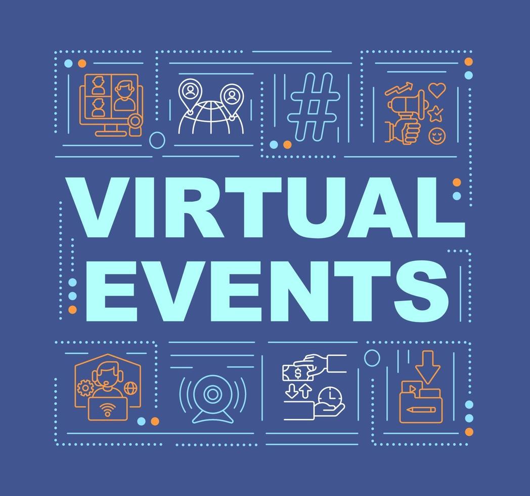 banner de conceptos de palabra de eventos virtuales vector