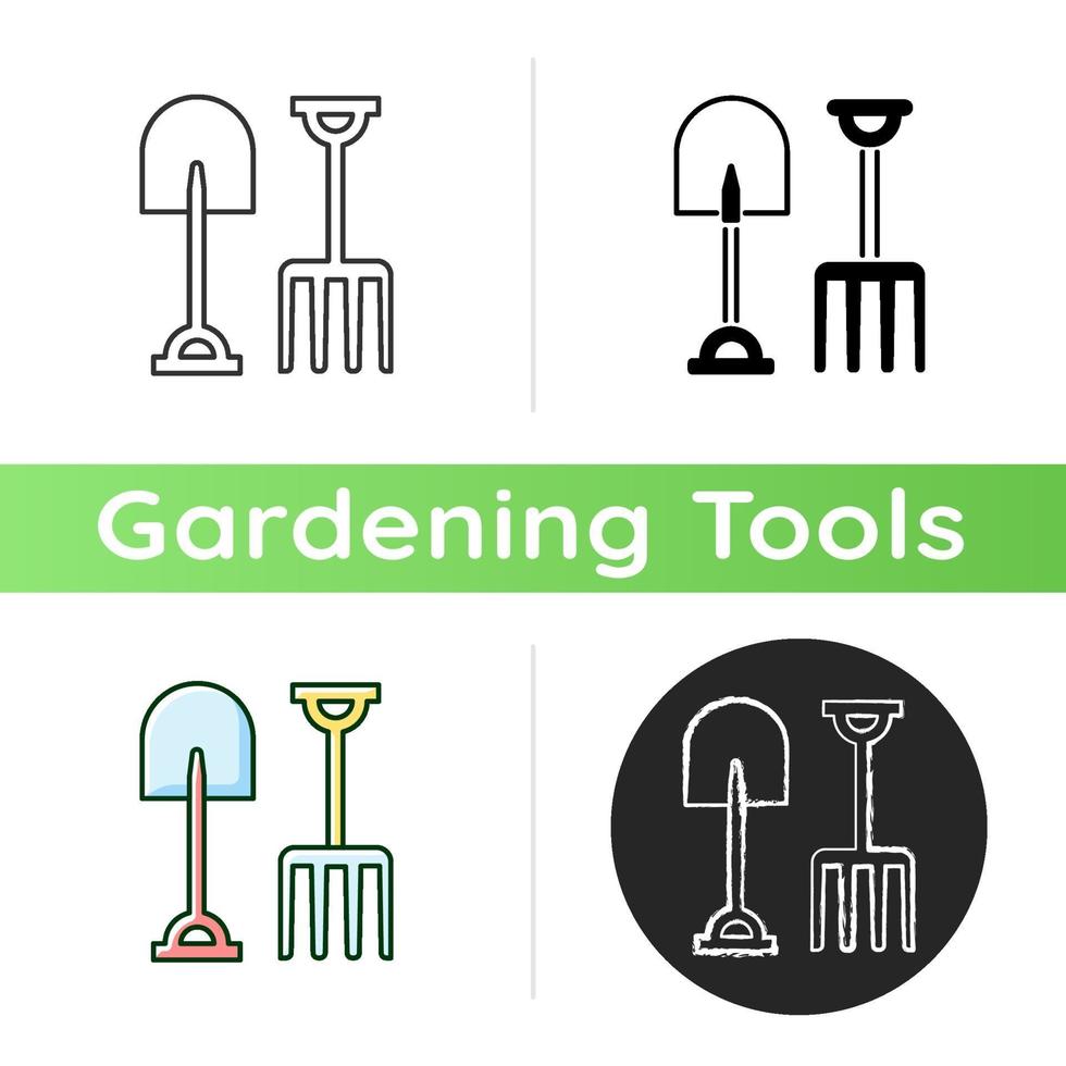 Garden fork and spade icon vector