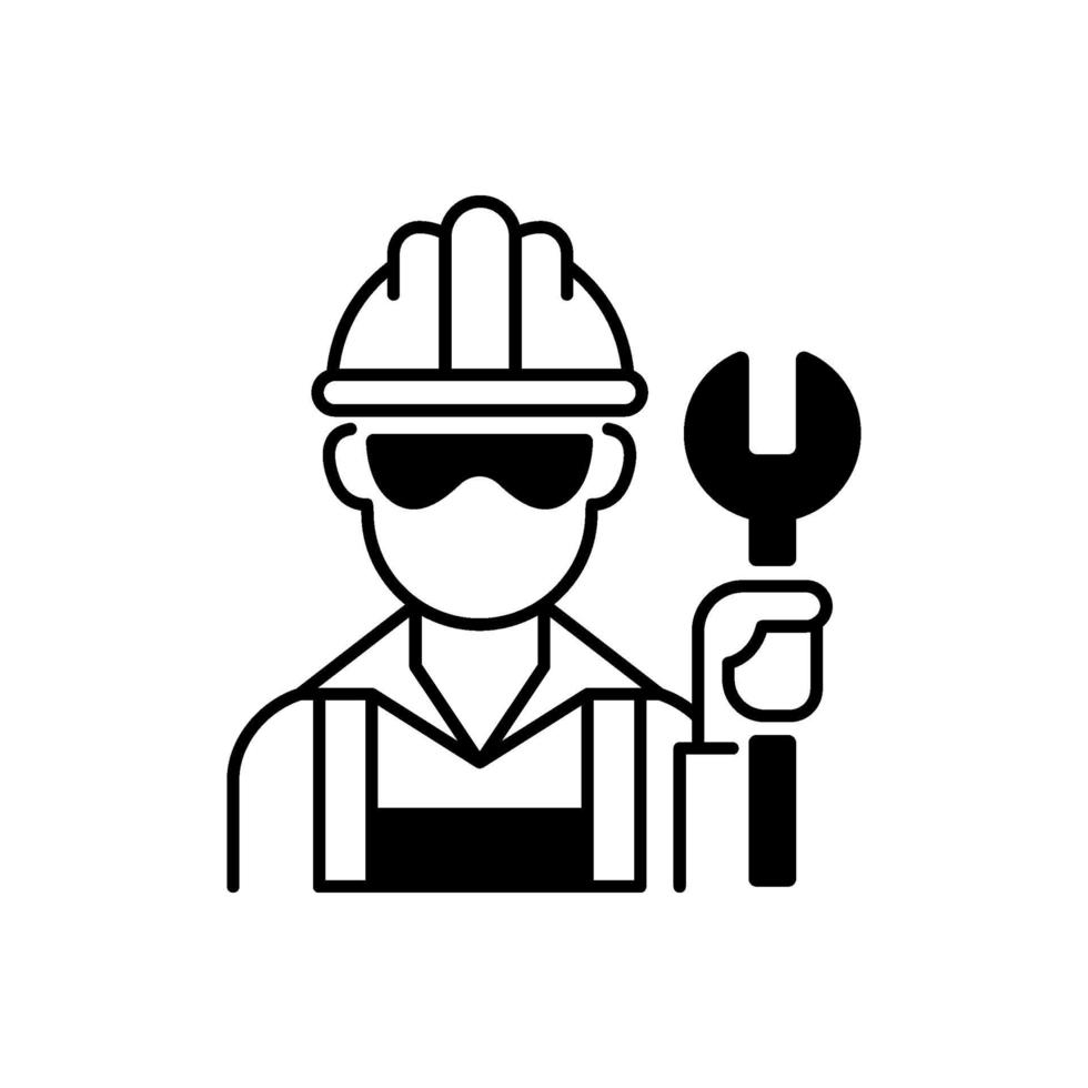 trabajador de cuello azul icono lineal negro vector