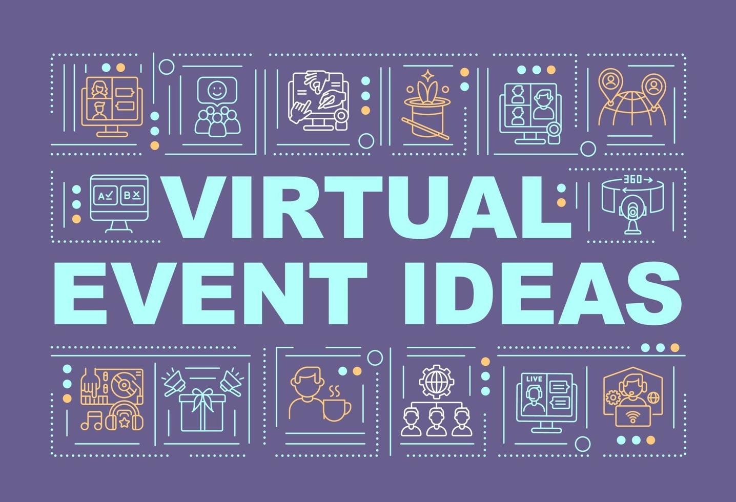 banner de conceptos de palabra de ideas de eventos virtuales vector