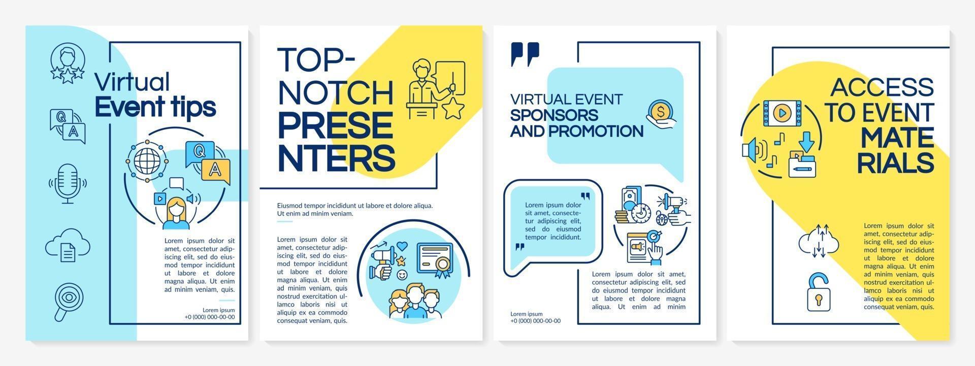 Virtual event tips brochure template vector