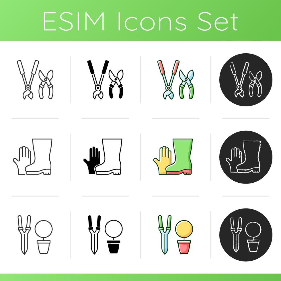 Gardening tools icons set vector