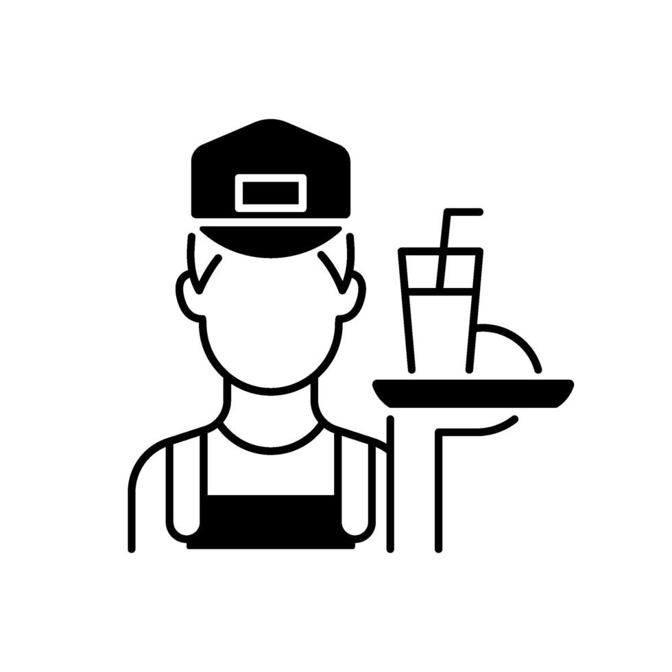 Working poor black linear icon vector