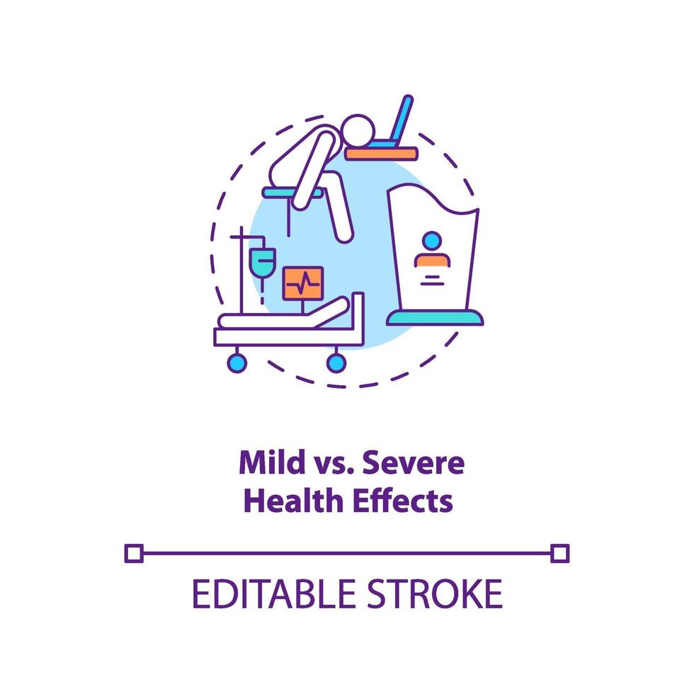 Mild vs severe health effects concept icon vector