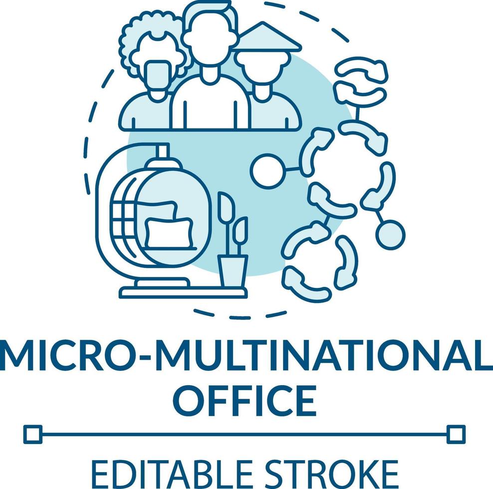 icono de concepto de oficina micro-multinacional vector