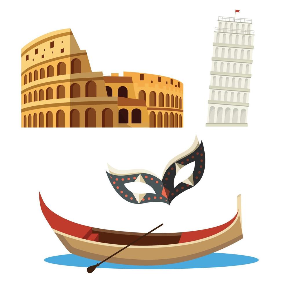 italy icons set vector