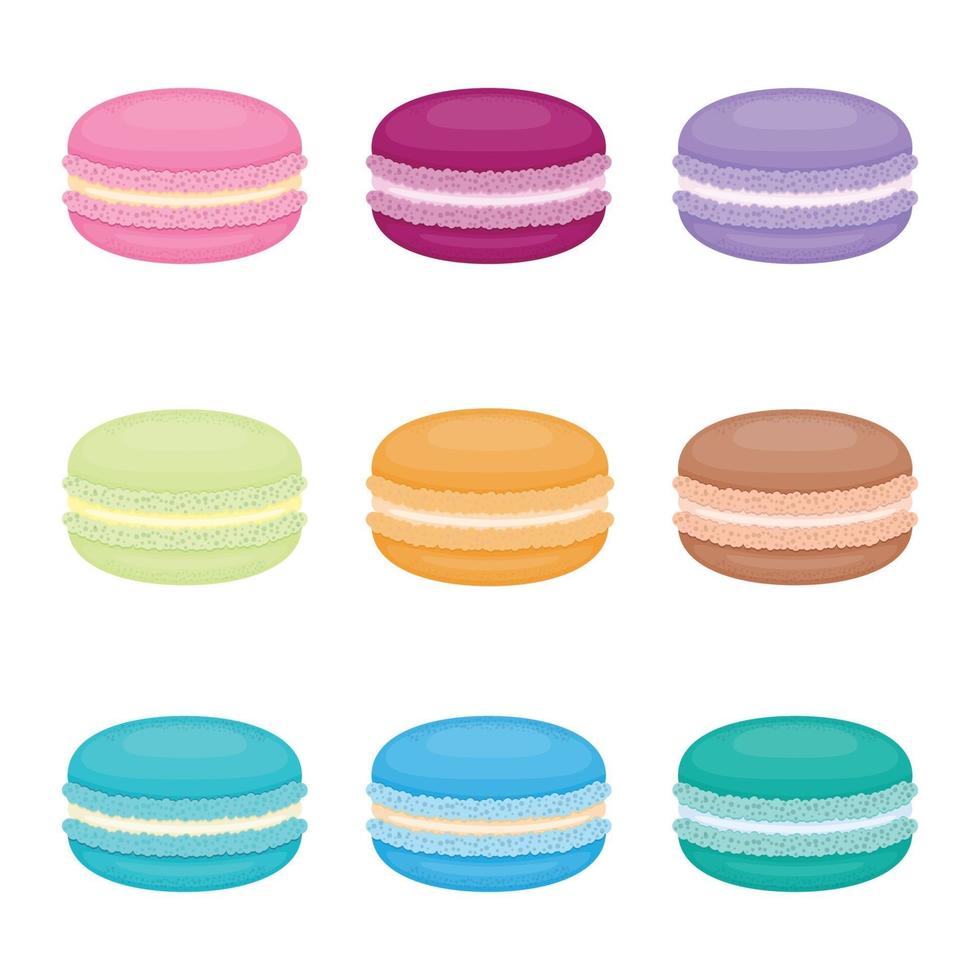 conjunto de nueve macarons vector