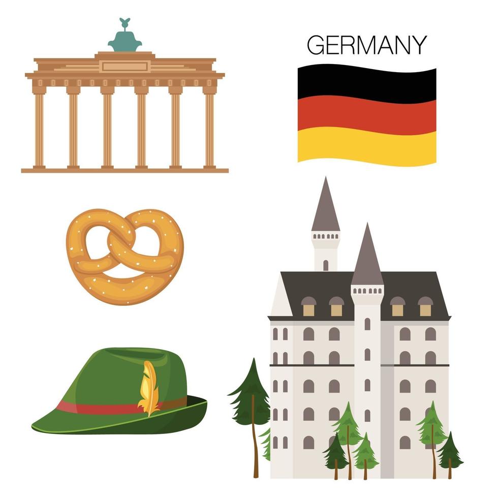 germany icons set vector