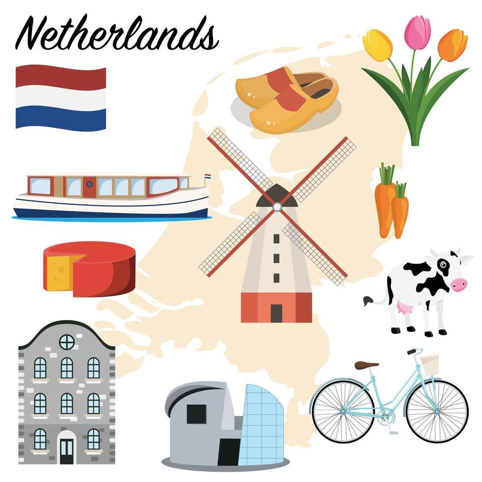 netherlands icons set vector