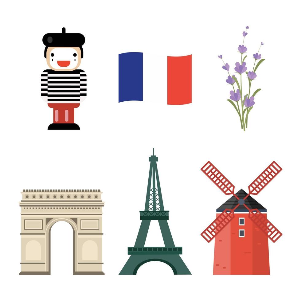 conjunto de iconos de francia vector