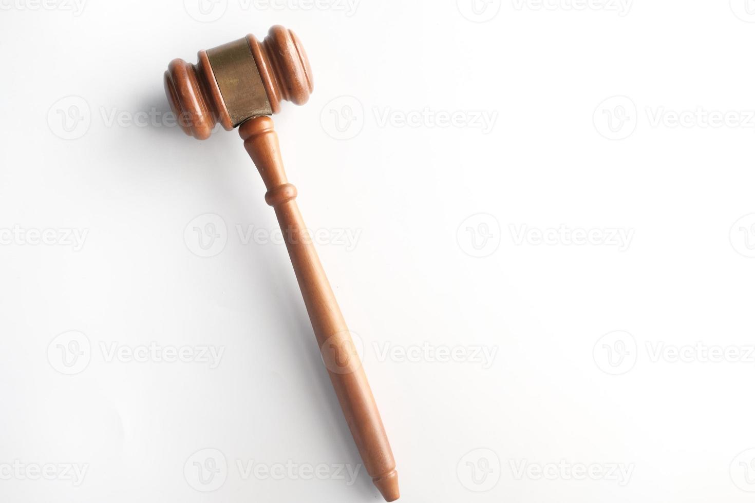 Gavel on white background with copy space photo