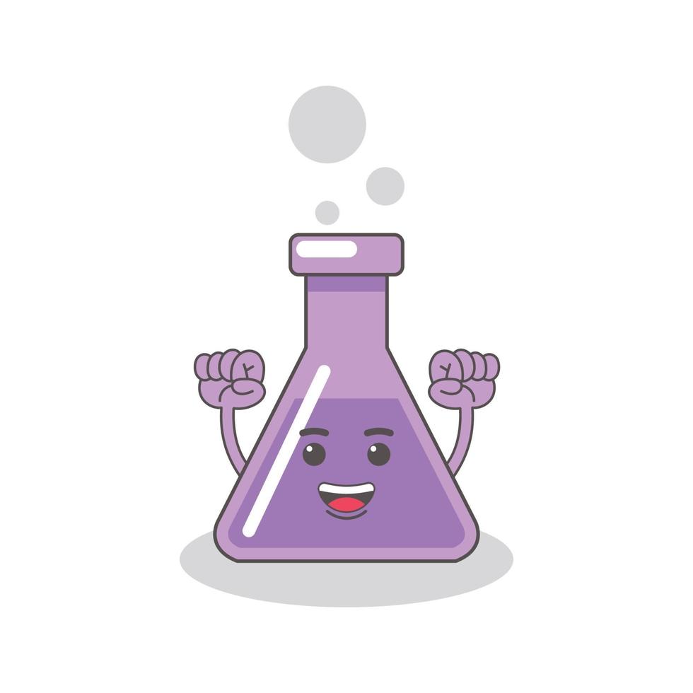 Botella química púrpura con imagen vectorial de caras vector