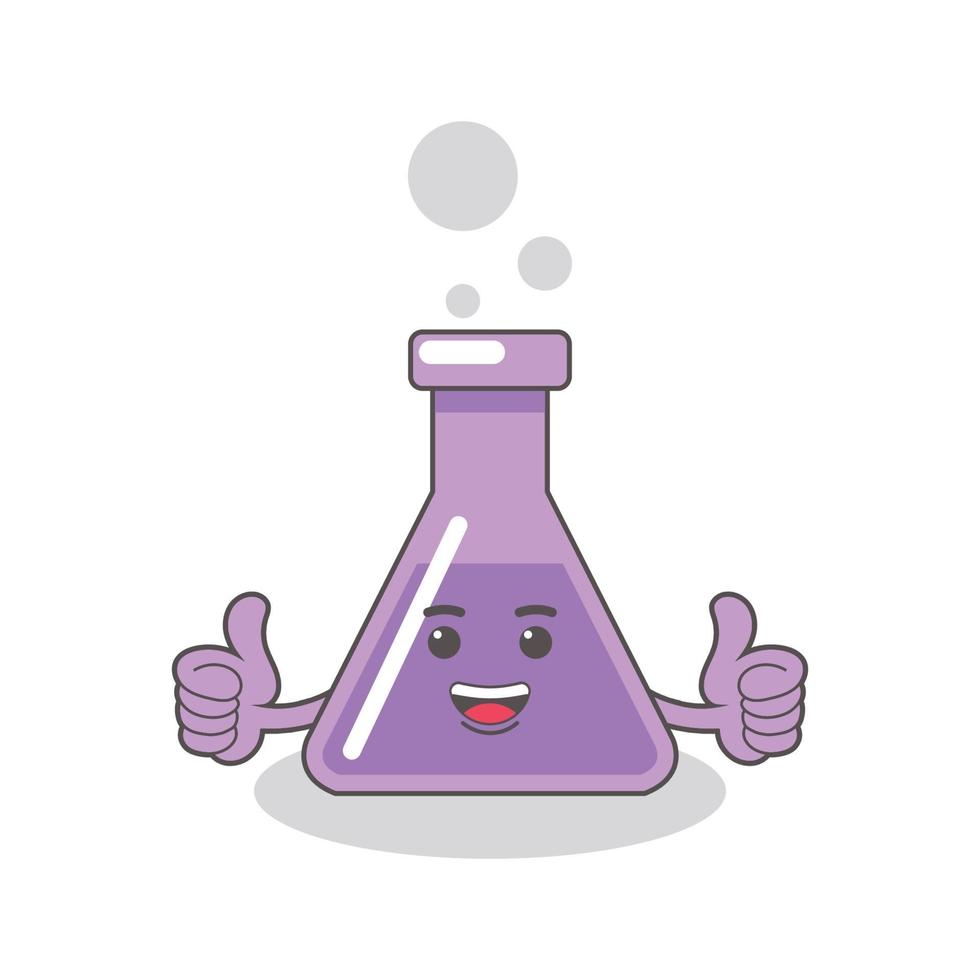 Botella química púrpura con imagen vectorial de caras vector