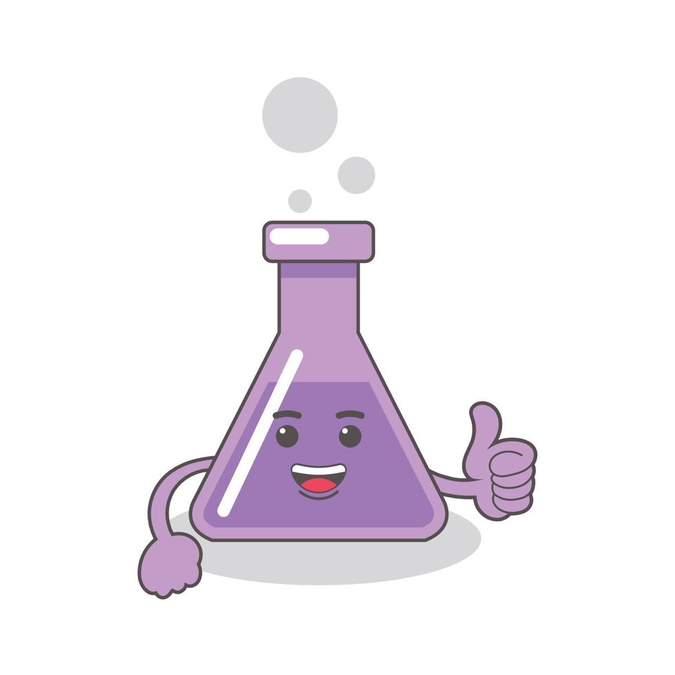 Botella química púrpura con imagen vectorial de caras vector