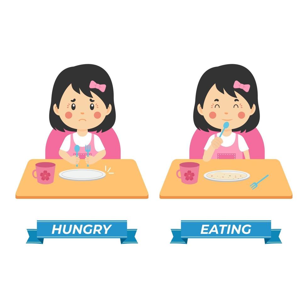 Stock Vector Kids Hungry and Eating