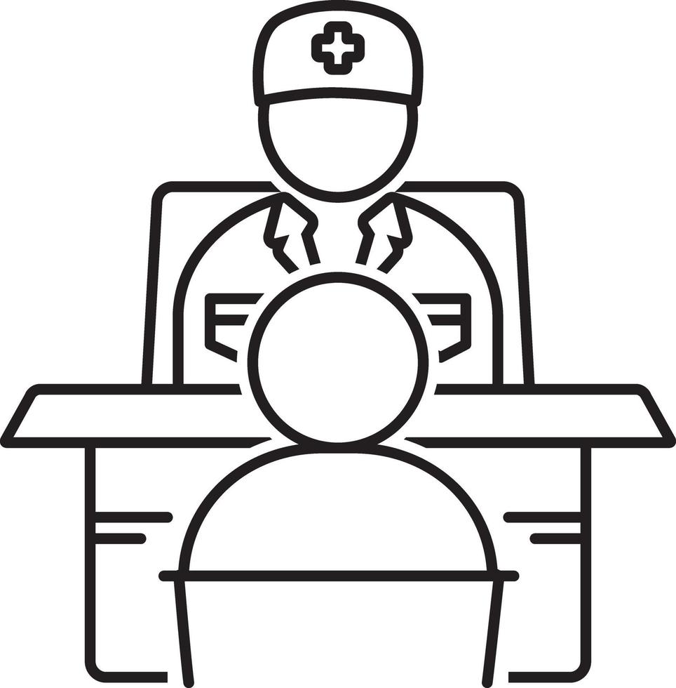 icono de línea para preguntar a un médico vector