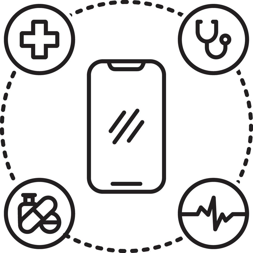 icono de línea para atención médica móvil vector