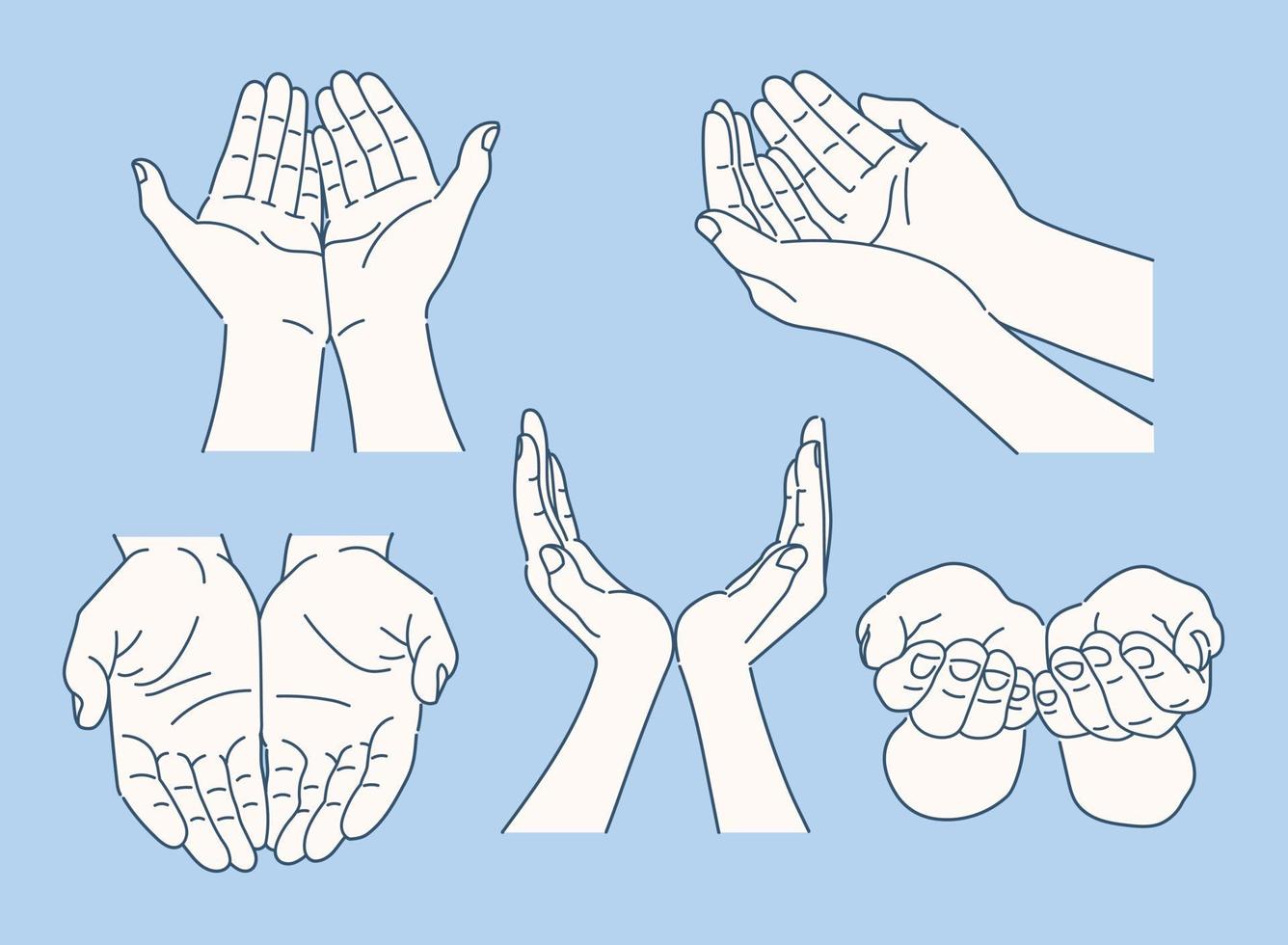 Collection of various hand gestures. hand drawn style vector design illustrations.