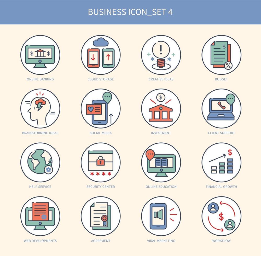 business icon set. hand drawn style vector design illustrations.