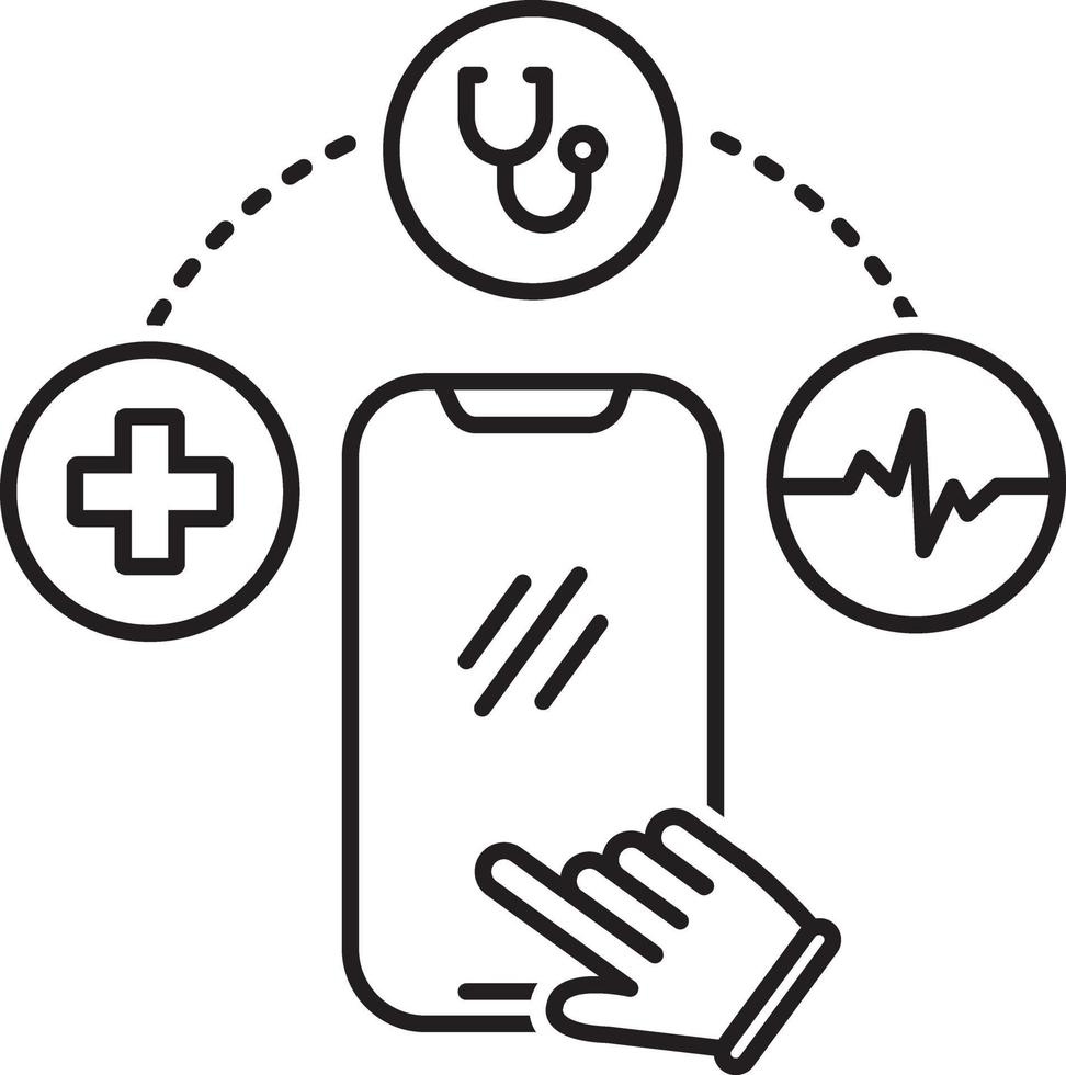 icono de línea para mhealth vector